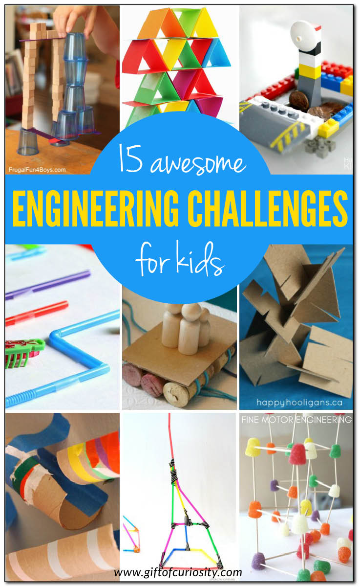 15 awesome engineering challenges for kids using a variety of materials (most of which you probably have at home already!) || Gift of Curiosity