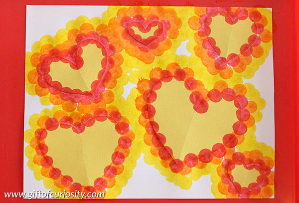 Heart dot paintings | Paper resist art technique | Valentine art project || Gift of Curiosity