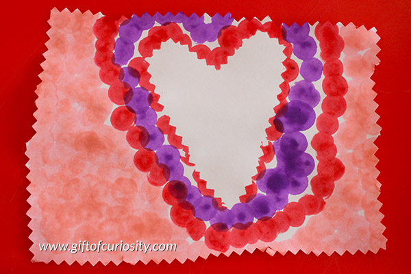 Heart dot paintings | Paper resist art technique | Valentine art project || Gift of Curiosity