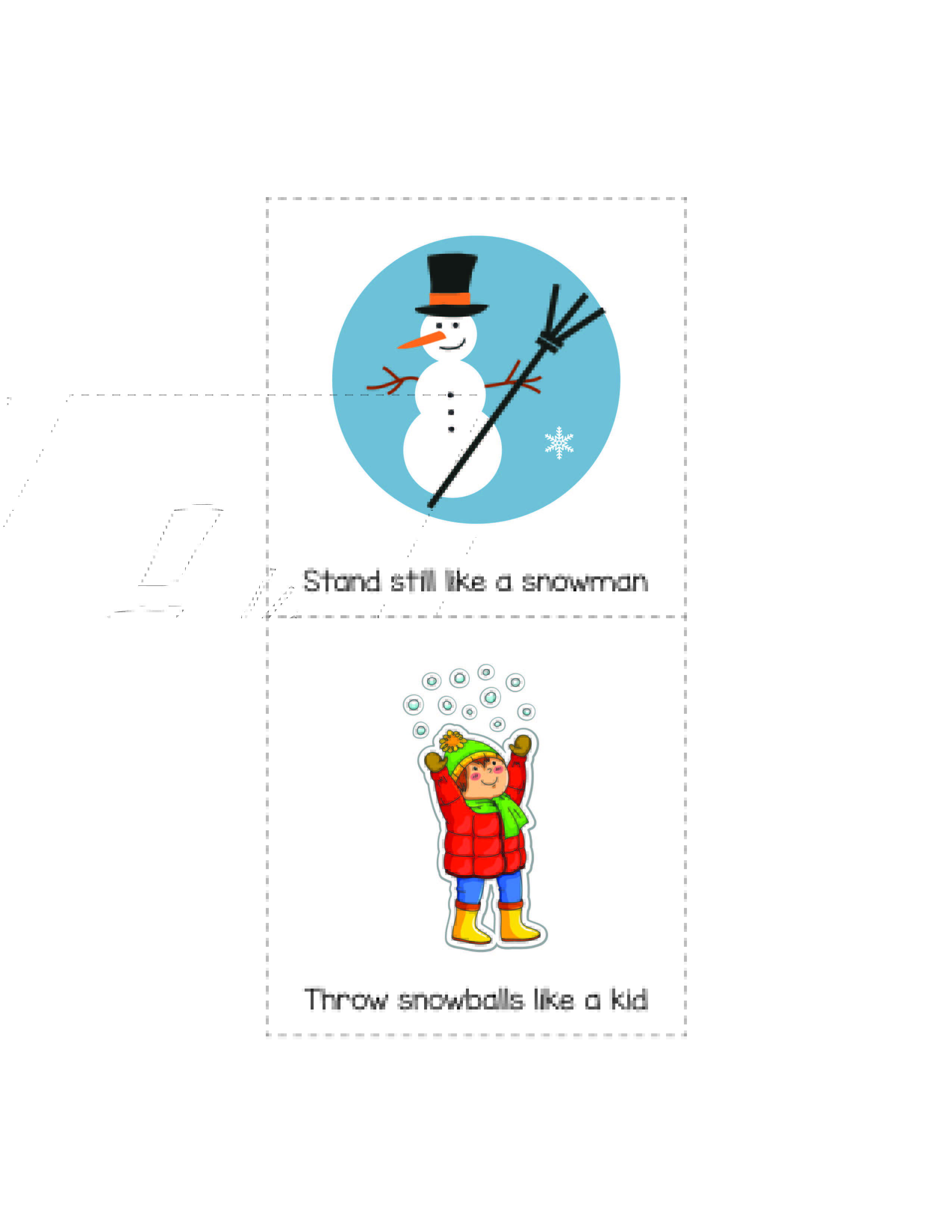 Winter gross motor movement game | Free printable movement game for winter | Winter movement break ideas || Gift of Curiosity