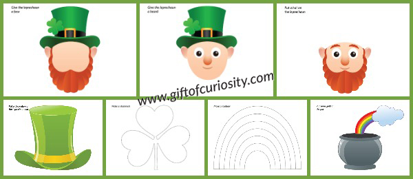Free printable St. Patrick's Day Play Dough Mats | Fine motor skills | Sensory play || Gift of Curiosity