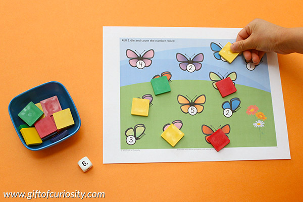 Insects Roll and Cover Math Games | Insect printables | Insect math games || Gift of Curiosity