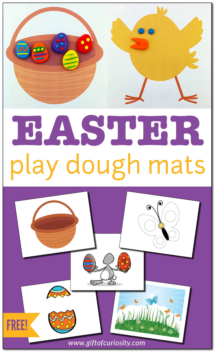 Free printable Easter play dough mats for sensory play and fine motor skills development || Gift of Curiosity