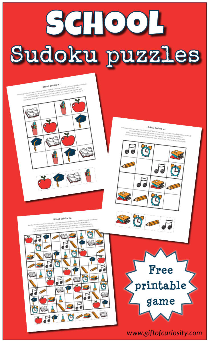 Free Back-to-School Sudoku Puzzles | Sudoku puzzles for kids | Preschool Sudoku puzzles | Kindergarten Sudoku puzzles || Gift of Curiosity