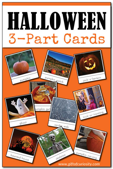 Halloween 3-Part Cards | #Montessori nomenclature cards for #Halloween || Gift of Curiosity