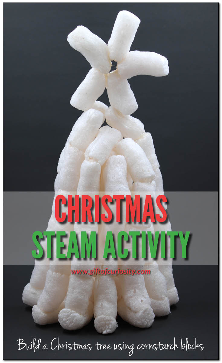 Build a Christmas tree using cornstarch blocks with this fun and easy Christmas #STEAM activity || Gift of Curiosity