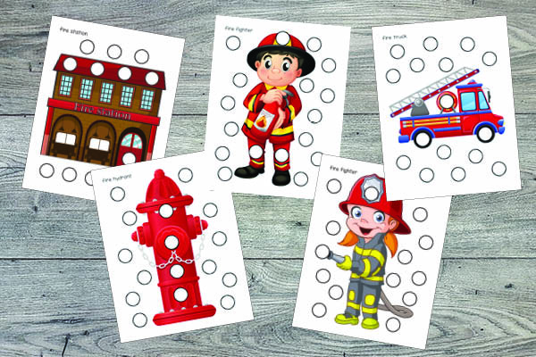 Fire Fighter Toddler Skills Pack with 60+ activities pages for kids ages 1-3. Help your toddler develop important early skills such as sorting colors, identifying shapes, understanding number quantities from 0 to 5, building puzzles, developing fine motor skills, and more! #firefighters #toddlers #printables || Gift of Curiosity