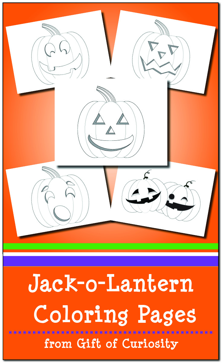 FREE Jack-o-Lantern Coloring Pages for Halloween #Halloween #freeprintables #jack-o-lanterns || Gift of Curiosity
