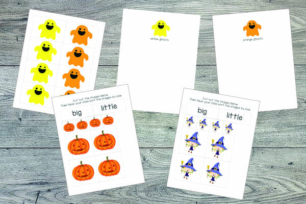 Halloween Toddler Skills Pack: Sort by color and by size || Gift of Curiosity