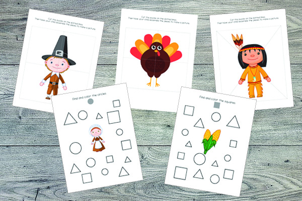 Thanksgiving Toddler Skills Pack: Shapes and puzzles || Gift of Curiosity