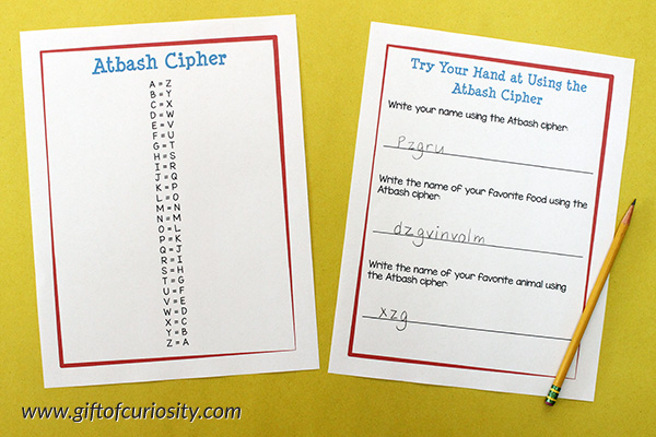 Secret codes for kids: Atbash Cipher