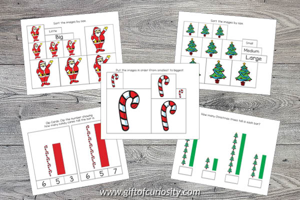 Christmas Preschool Math Pack - size and measurement activities