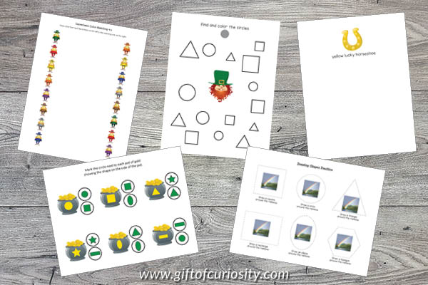 St. Patrick's Day Printables Bundle - shapes and colors