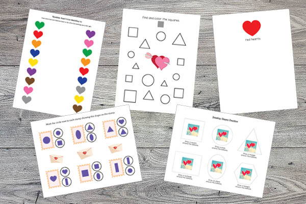 Valentine Printables Bundle - colors and shapes