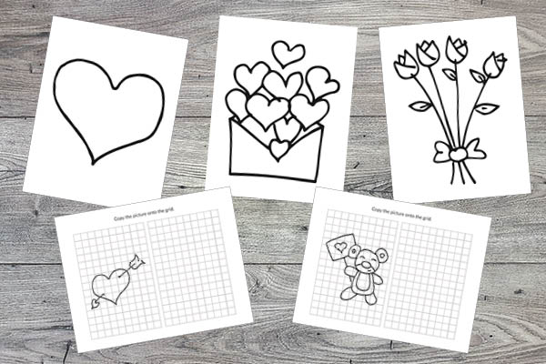 Valentine Printables Bundle - drawing and coloring