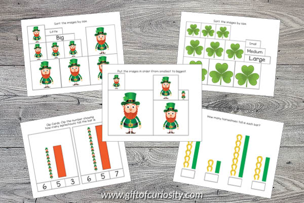 St. Patrick's Day Preschool Math Pack - size and measurement activities
