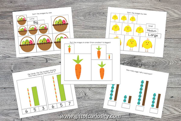 Easter Preschool Math Pack - size and measurement activities