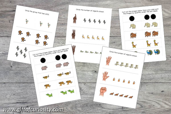Zoo Animals Toddler Skills Pack - math and numbers
