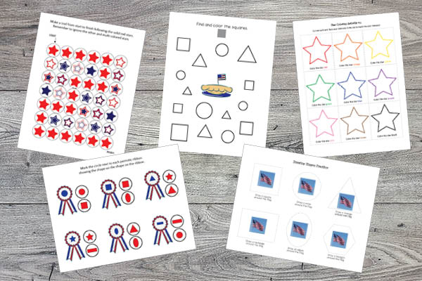 4th of July Printables Bundle - shapes and colors