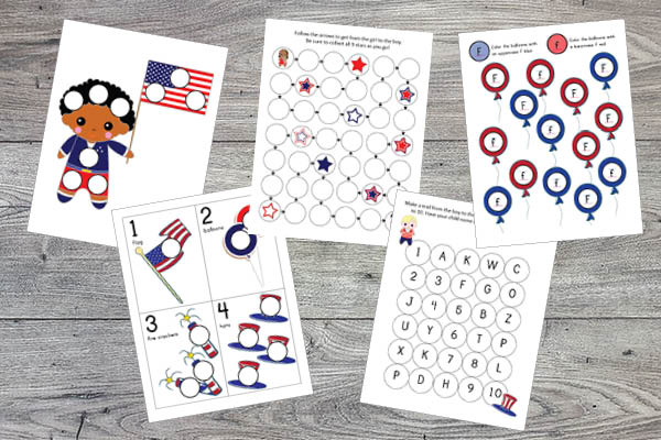4th of July Printables Bundle - Do-a-dot activities