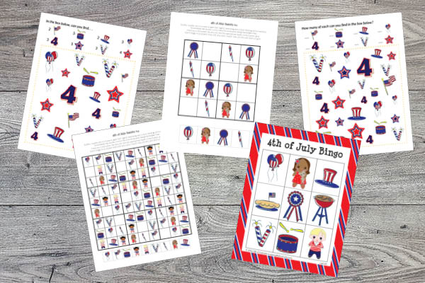 4th of July Printables Bundle - fun games that stimulate critical thinking and cognitive skills