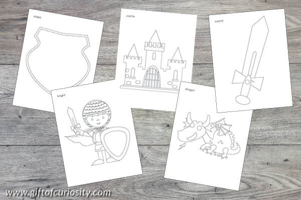 Knights and Dragons Animals Toddler Skills Pack - coloring pages