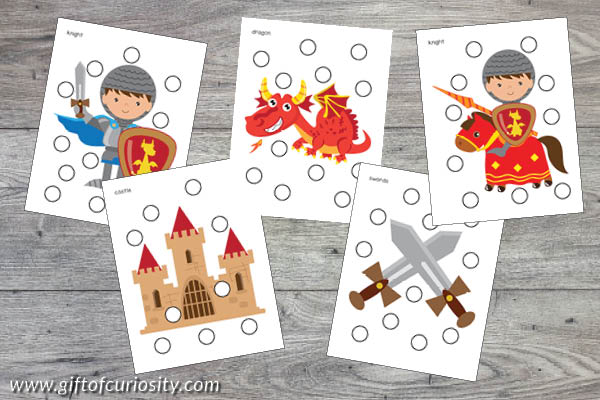 Knights and Dragons Animals Toddler Skills Pack - do-a-dot pages