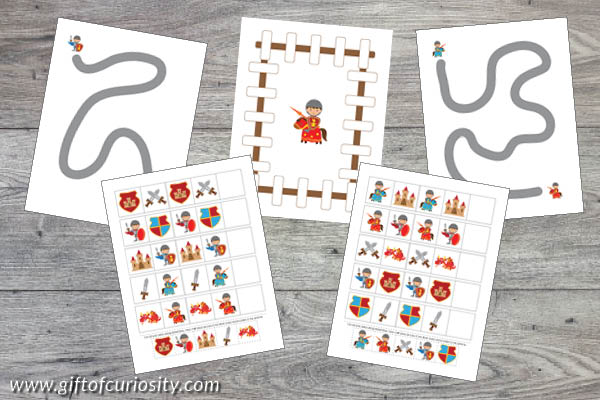 Knights and Dragons Animals Toddler Skills Pack - fine motor and patterns
