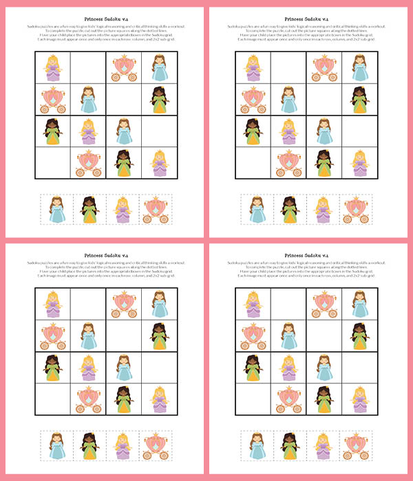 Princess Sudoku Puzzles collage