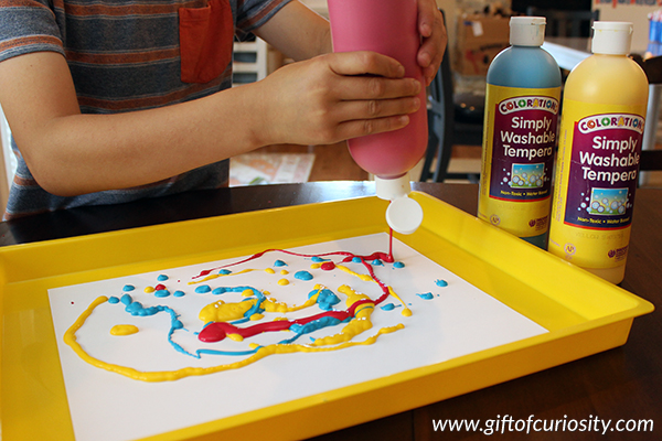 Color mixing with paint and plastic wrap