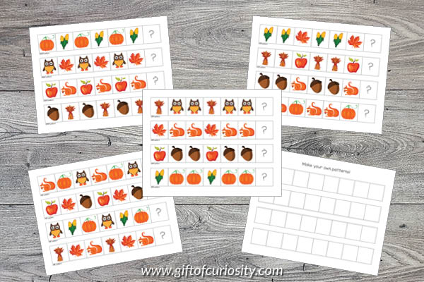 Fall Preschool Math Pack - patterns activities