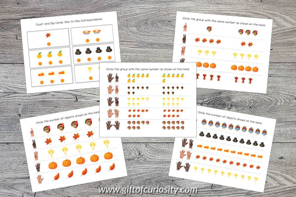 Thanksgiving Preschool Math Pack counting activities