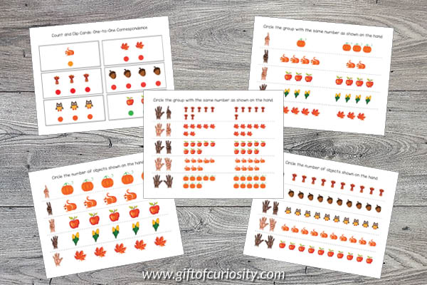 Fall Preschool Math Pack - counting activities