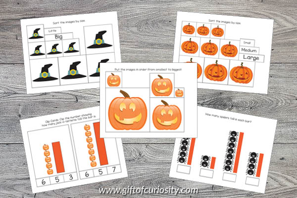 Halloween Preschool Math Pack - size and measurement activities