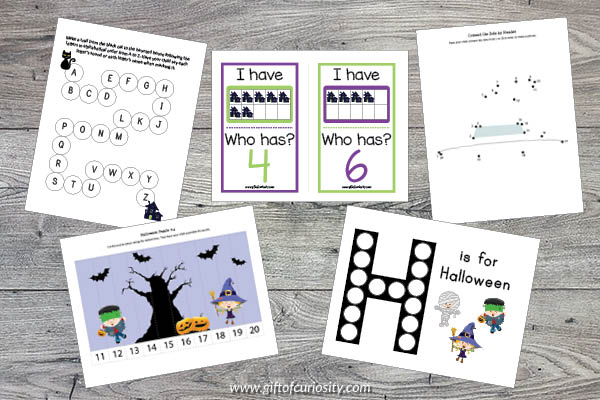 Halloween Printables Bundle - activities to learn letters and numbers