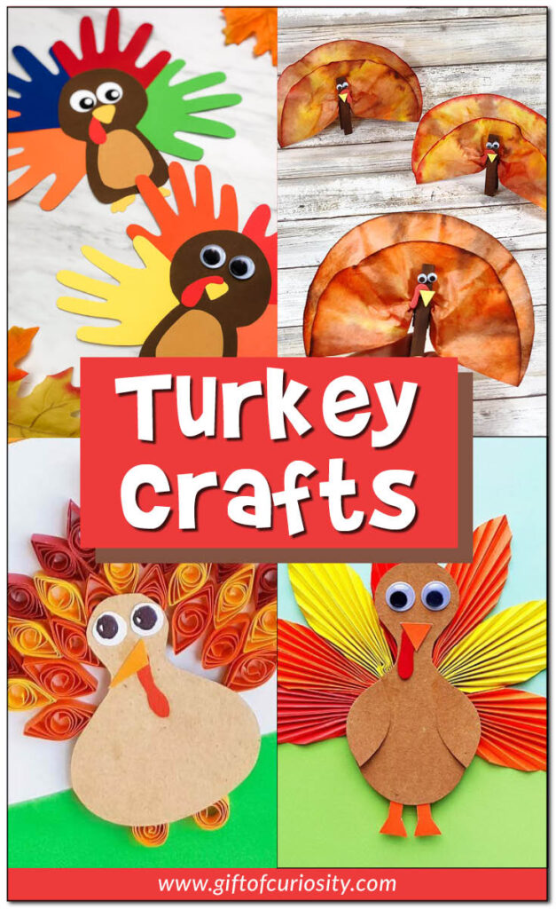 More than 25 kid-friendly turkey crafts to make this Thanksgiving. #thanksgiving #turkeys #giftofcuriosity || Gift of Curiosity