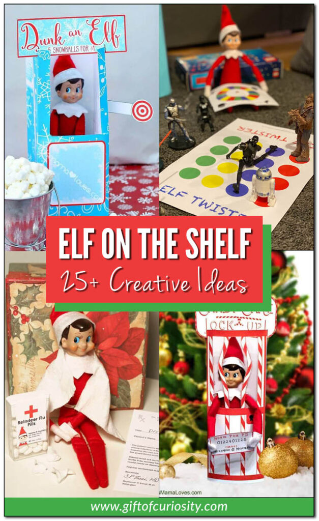 We've made it easy to plan a whole month of fun Elf on the Shelf activities. Check out these 25+ creative ideas your kids will love! #christmas #elfontheshelf #giftofcuriosity || Gift of Curiosity