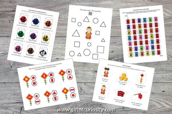 Chinese New Year Printables Bundle: shapes and colors
