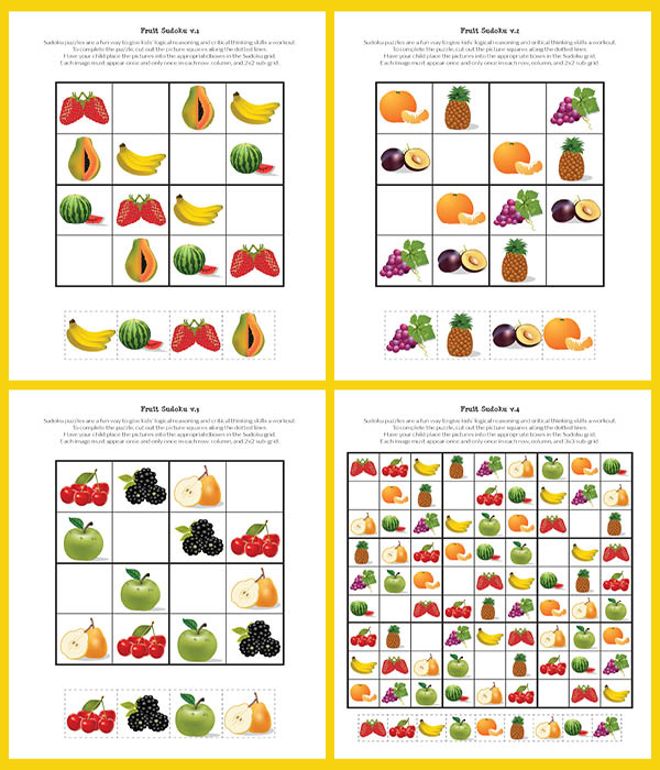Fruit sudoku collage