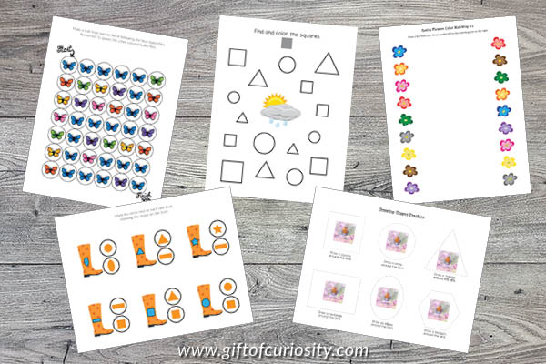Spring Printables Bundle shapes and colors activities