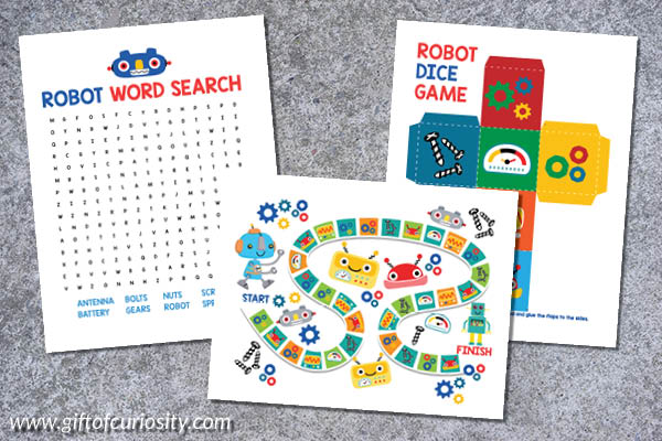 Robot word search and dice game