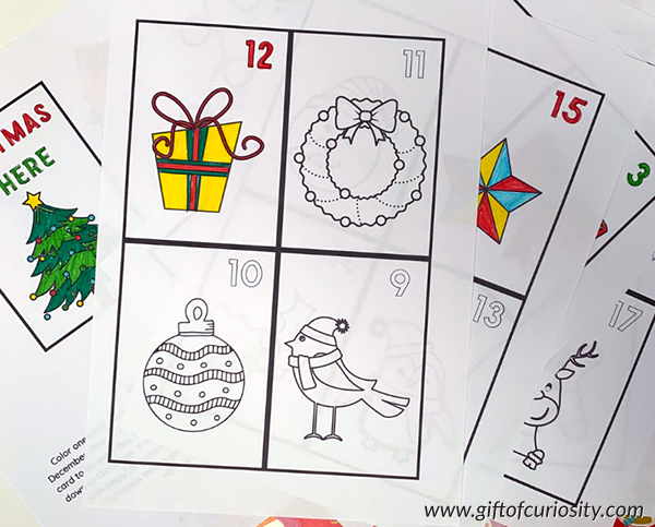Christmas Countdown Coloring Cards