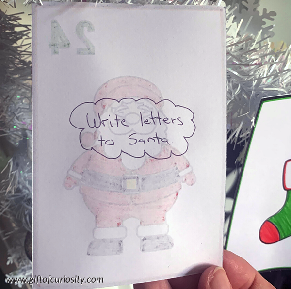 Write an activity do do on the back of the Christmas Countdown Coloring Cards