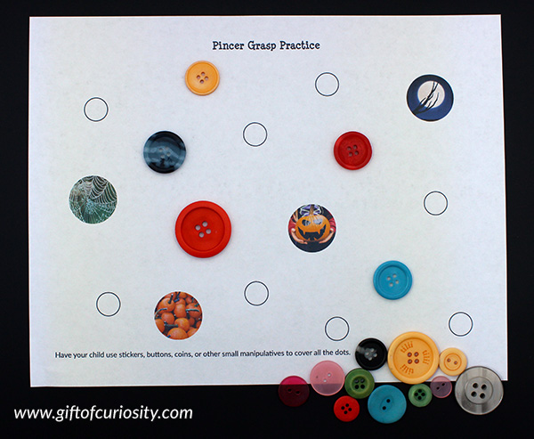 40+ pages of Halloween-themed fine motor activities that give children practice with nine different types of fine motor activities || Gift of Curiosity